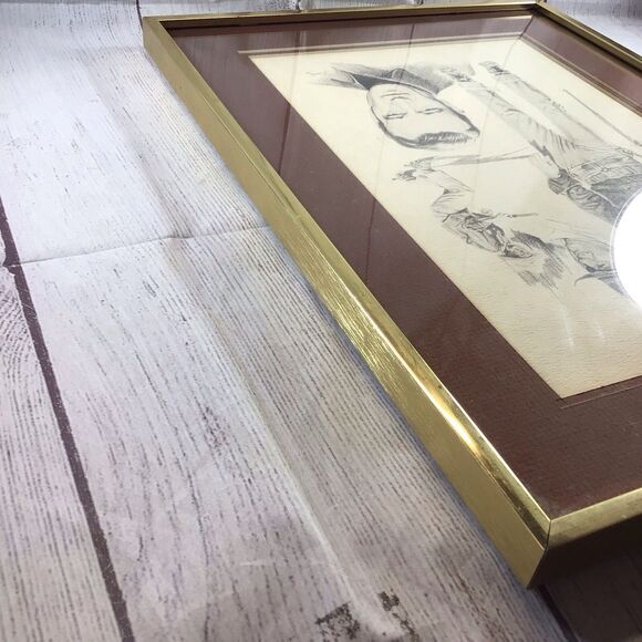 Vintage 1975 Glen Base John Wayne Pencil Sketch Art Framed - Picture 14 of 16